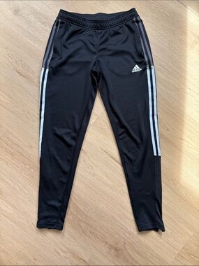 adidas Black Track Pants with White Side Stripes